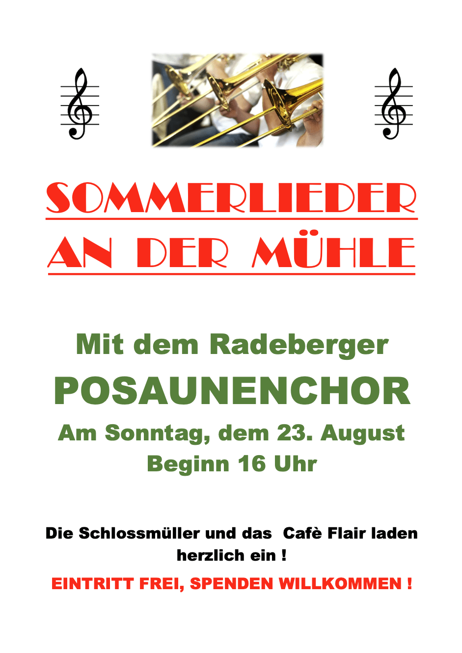 Plakat Sommerlieder an der Mühle